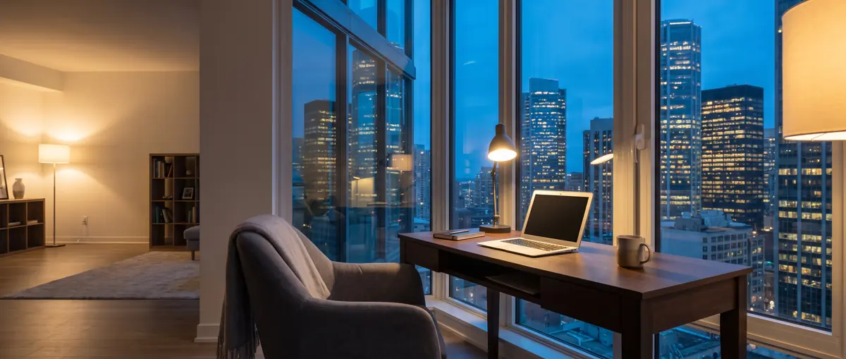 Möbliertes Apartment mit Blick auf die Stadt